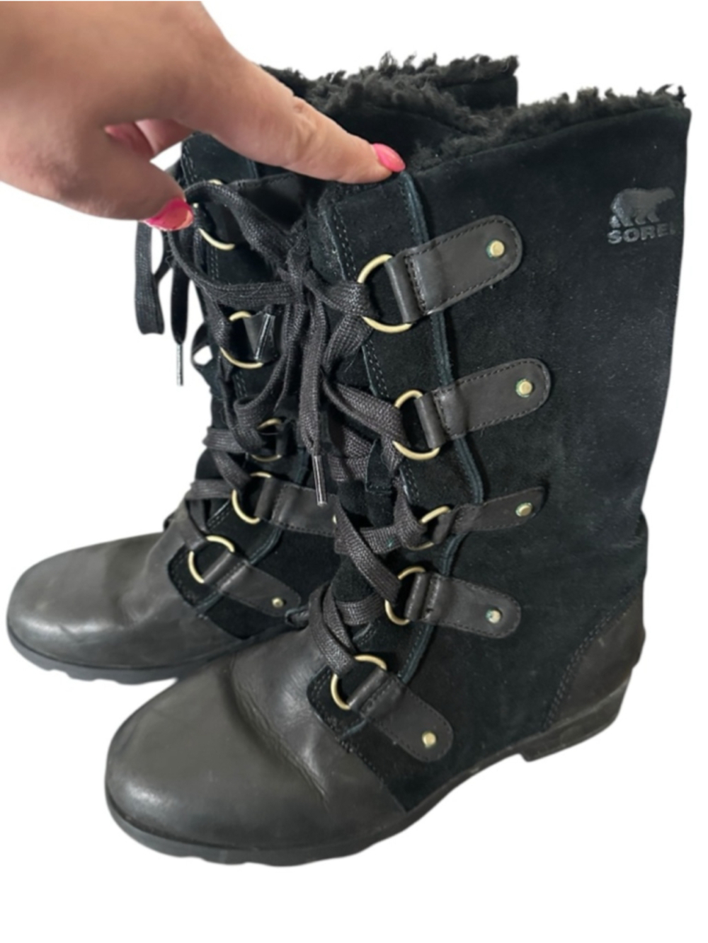 Sorel Emelie Boots fleece lined boots winter boots Tie up warm sz 8.5 - Picture 9 of 12